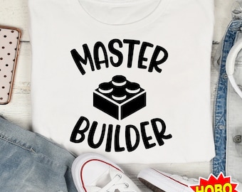 Master Builder, Block Building svg, Building Brick svg, Funny Brick svg,Building Blocks Birthday svg, Retro Vintage Builder svg, Family kids
