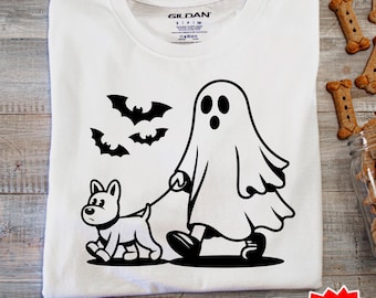 Ghost Walking Dog SVG, Ghost Dog svg, Halloween Dog Ghost svg, Cute Ghost with Dog svg, Halloween Dog svg, Dog Halloween svg, PNG Design