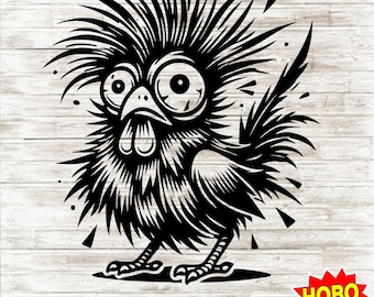 Crazy Chicken SVG PNG , Funny Rooster Clipart, Chicken Vector Image, Bird Cut File, Sublimation Design