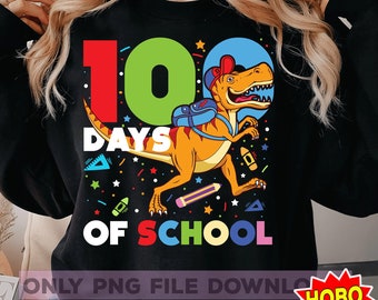 Dinosaurus 100 dagen school PNG, 100e schooldag met schattige dinosaurus, Happy 100 dagen school, sublimatieontwerp PNG