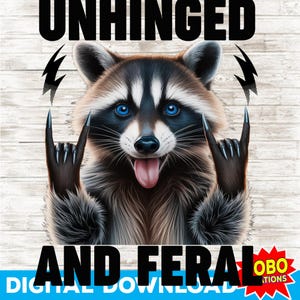 Desequilibrado e Feral PNG, Rock'n Feral Possum PNG, Engraçado Rock and Roll Raccoon, Sarcástico Wild Mom Life Design de camisa, Vintage Humor Sublimation