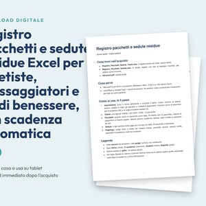 Excel package and remaining session log for beauticians, masseurs, and wellness studios, with automatic expiration