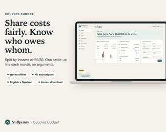 Couples Budget App, Shared Expenses Tracker with Fair Split by Income, Offline