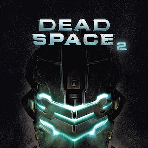 May include: A video game cover art for Dead Space 2, featuring a dark background with a glowing green and black helmet in the centre. The title "Dead Space 2" is in white text at the top of the image. The logo for Visceral Games and EA is at the bottom of the image.
