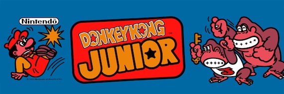 ドンキーコングジュニア マーキー、アーケード、12 x 36 インチ ビデオ