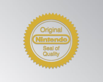 Nintendo Seal of Quality Logo Decal, Gold Sticker, Gold Decal, Bumper Sticker, Vinyl Decal