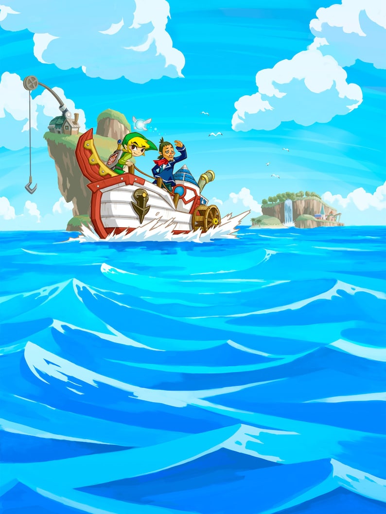 K&ouml;nnte beinhalten: Eine Cartoon-Illustration von zwei Figuren, die auf einem Boot in einem blauen Meer segeln. Das Boot ist wei&szlig; mit roten und blauen Akzenten. Die Figuren tragen gr&uuml;ne und blaue Kleidung. Der Himmel ist blau mit wei&szlig;en Wolken.
