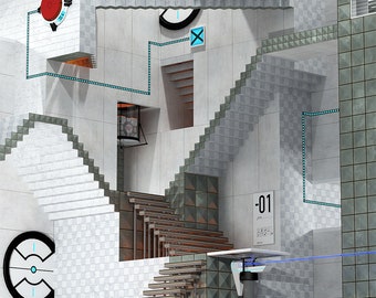Portal V2 Poster, 50cm x 30cm & 24"x36"