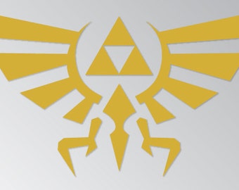 Legend of Zelda Hyrule Crest Metallic Gold Vinyl Decal, Sticker, Bumper Sticker, Decal