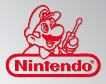 Mario Repair Nintendo Logo, Sticker, Decal, Bumper Sticker, Vinyl Decal