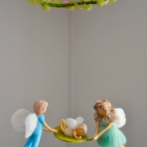 Fairy  Nursery Mobile  / Wall Hanging Waldorf inspired newborn room decoration : Fairy family