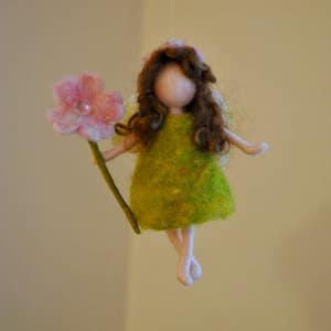 Small Spring Fairy  Needle Felted home ornament/ Easter decor   :Fairy in green