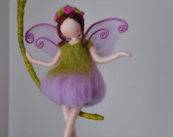 Wall Hanging Butterfly Fairy Waldorf inspired Room Decoration : Purple Fairy