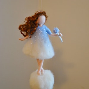 Wool Ornament Needle Felted fairy  : Snowflake Fairy