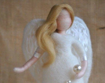 Guardian Angel Christmas Home Decor  Angel Tree Topper  : Blond Angel with pearls