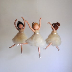 Dancing Ballerinas Waldorf inspired needle felted Room Decor: 3 Ballerinas MADE TO ORDER