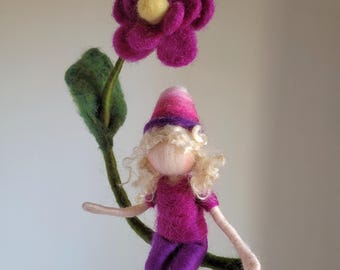 Seasonal Flower Fairy Needle Felted Waldorf inspired / Wool Doll