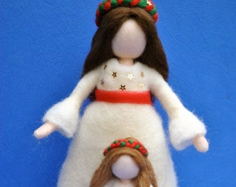 Christmas Tree Topper  Waldorf inspired soft sculpture: Mother and daughter.Made to Order