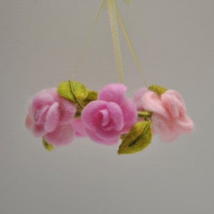 Flower mobile /Felt Flower Hanging Crib/ Waldorf inspired Floral Mobile: Pink Roses Mobile
