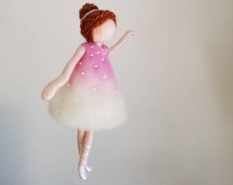 Ballerina  Ornament Needle Felted wool ornament    : Ballerina in pink