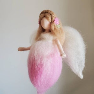 Wool Pink Fairy Wall Hanging Waldorf inspired needle felted