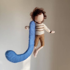 Small boy with letter. Needle Felted wall hanging . Custom Order image 1