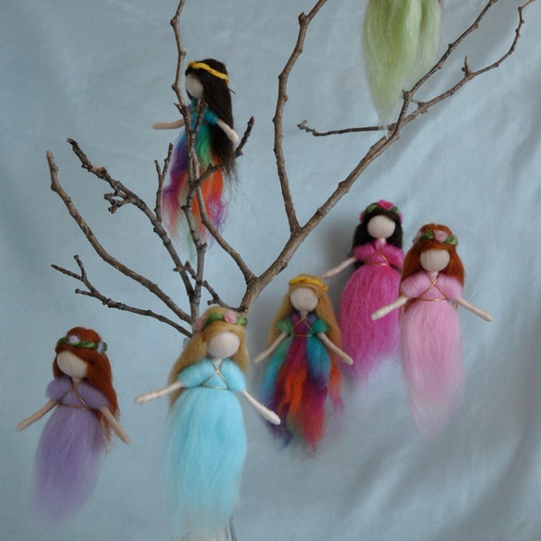 Special Item for Dene9  Waldorf inspired needle felted hanging  fairies