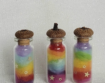 3 Rainbow Wool Magic Bottles. Birthday Gift