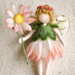 Flower Fairy Waldorf inspired needle felted doll: Daisy Fairy image 1