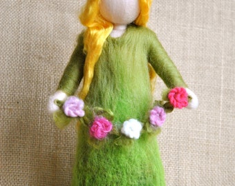 Waldorf inspired needle felted doll : Spring Fairy