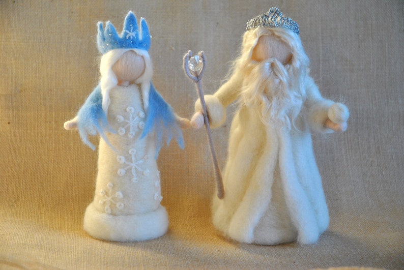 Waldorf inspired Needle felted /Standing doll: Queen Winter image 2