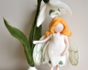 Fairy Waldorf inspired needle felted doll: The Snowdrop