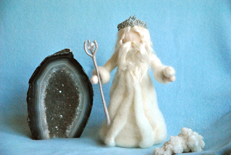 Waldorf inspired Needle felted /Standing doll: King Winter with crown image 2