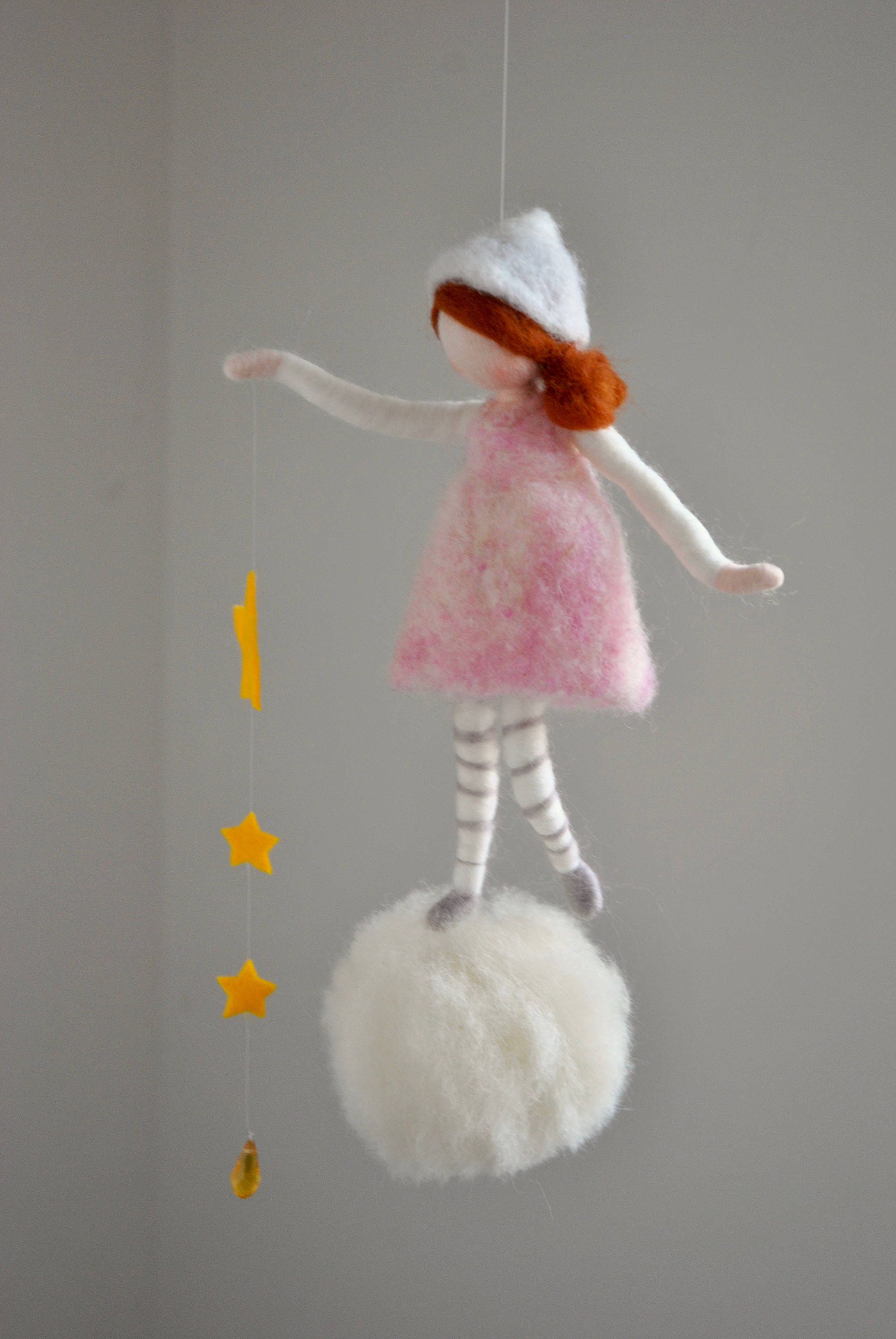 Wool doll /Nursery Mobile / Wall Hanging Waldorf inspired Etsy