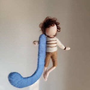 Small boy with letter. Needle Felted wall hanging . Custom Order image 3