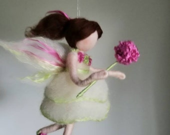 Girls Room Ornament Needle Felted wool mobile    : Flower fairy