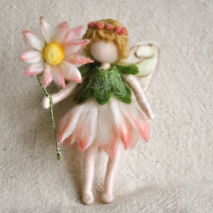 Flower Fairy Waldorf inspired needle felted doll: Daisy Fairy image 4