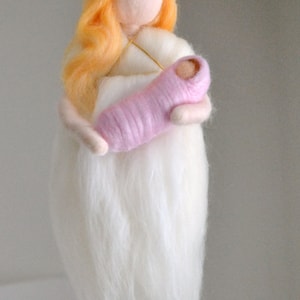 Guardian Angel/ Wall Hanging/Mother's day Gift/ Waldorf inspired needle felted doll: Angel with baby