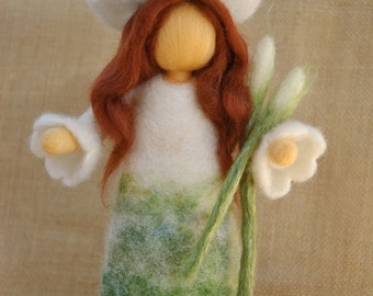 Flower Fairy Waldorf inspired needle felted doll : Spring Maiden