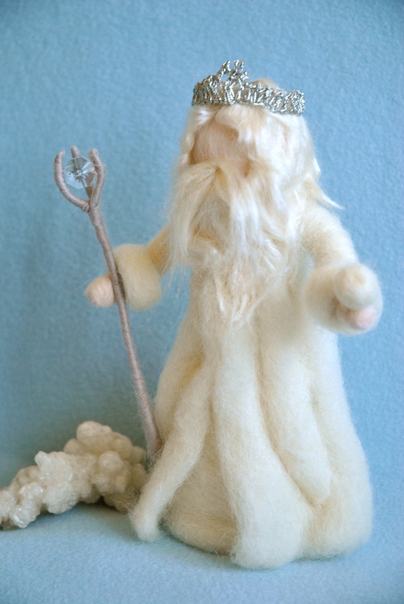 Waldorf inspired Needle felted /Standing doll: King Winter with crown image 3