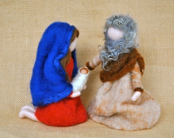 Weihnachtspuppen Nadelgefilzt: Krippenset (Marie, Josef und Jesus) AUF BESTELLUNG