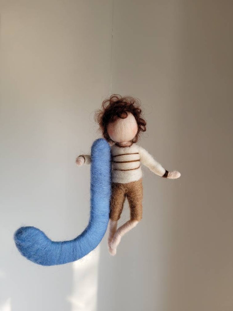 Small boy with letter. Needle Felted wall hanging . Custom Order image 2