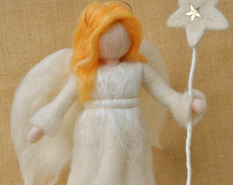 Guardian Angel Waldorf inspired needle felted doll/soft sculpture: Angel with star