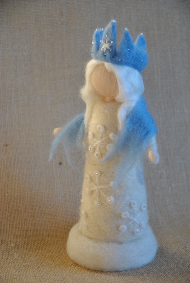 Waldorf inspired Needle felted /Standing doll: Queen Winter image 4