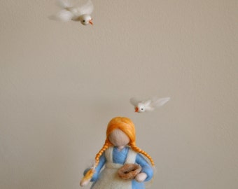 Children Mobile Waldorf inspired needle felted Fairy Tale: Cinderella