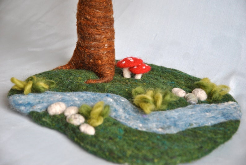 Waldorf inspired needle felted playscape Tree river stones Etsy