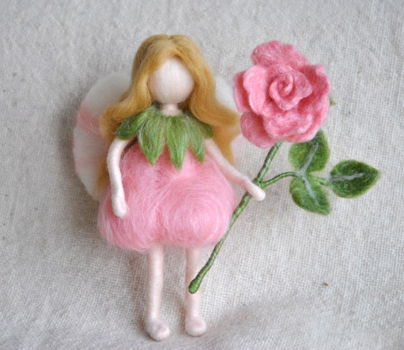 Ready to ship! Felted Flower Girl Doll Waldorf  inspired felted doll