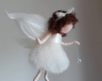 Small brunette Fairy  Needle Felted wall hanging