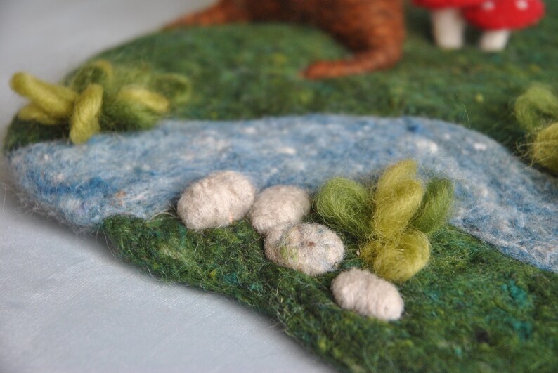 Waldorf inspired needle felted playscape Tree river stones Etsy
