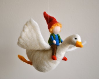 Room Ornament  Waldorf Inspired  : The boy and the goose